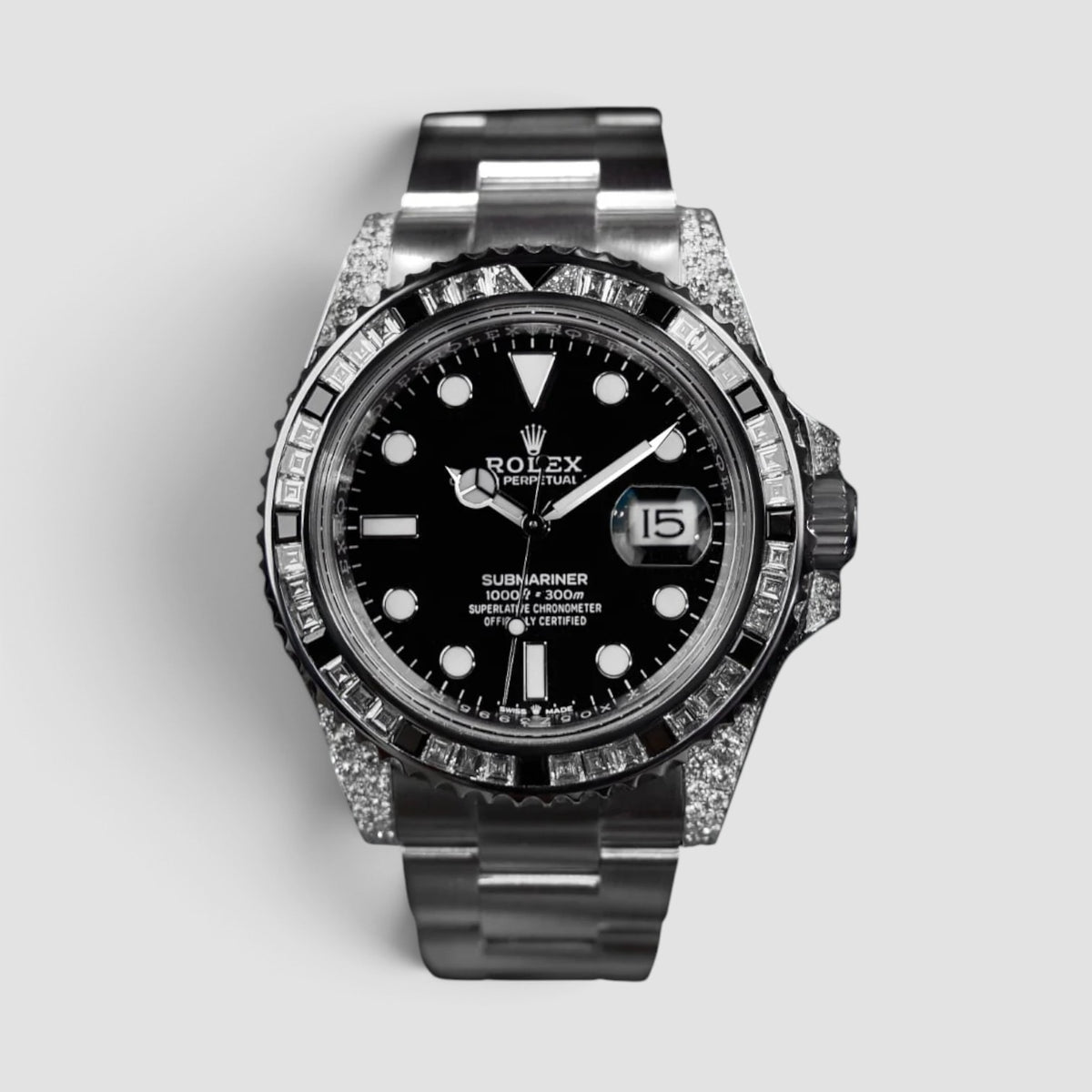 Submariner Date 41 Custom Diamond-Set Tuxedo Bezel