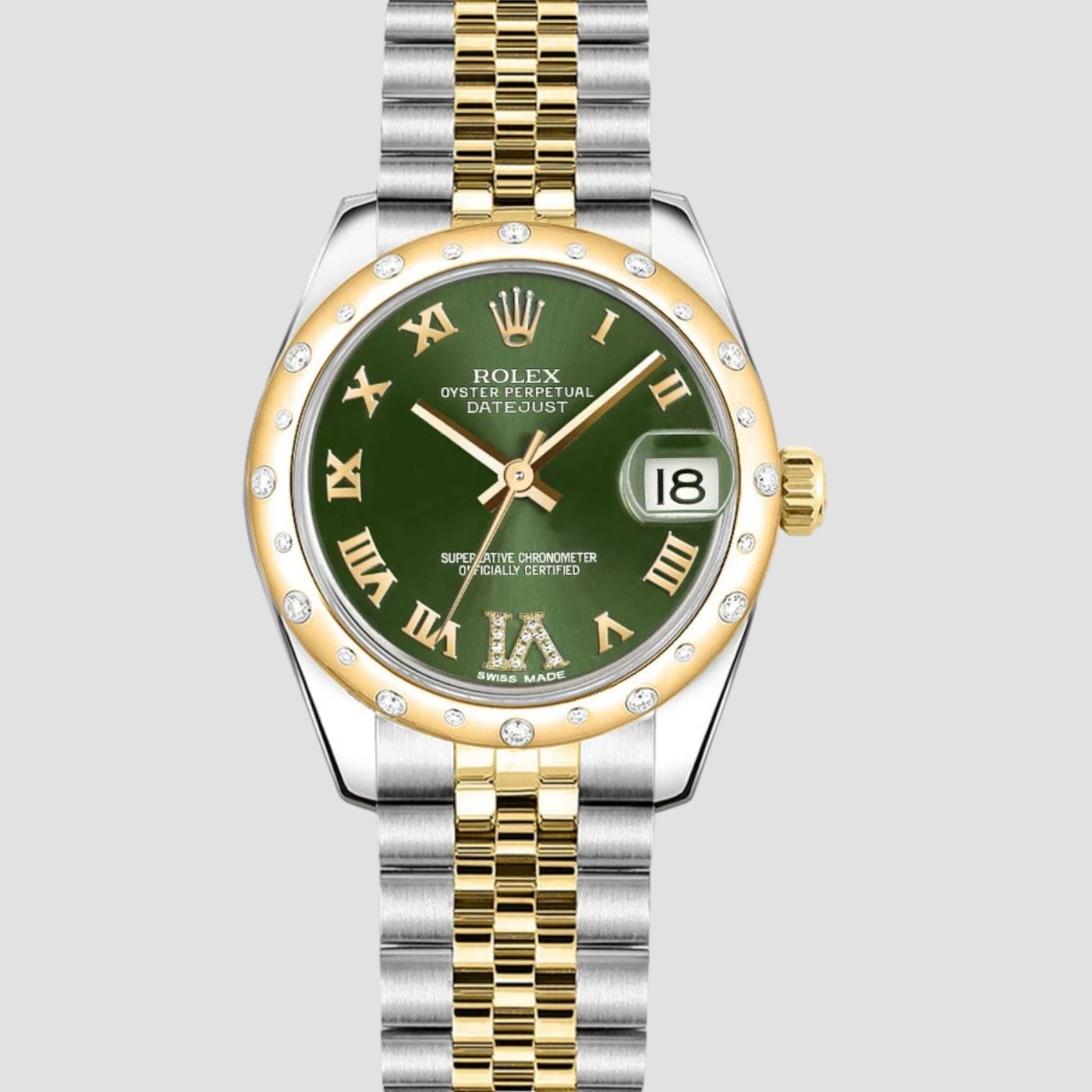 Datejust 31 Steel Yellow Gold Green Dial