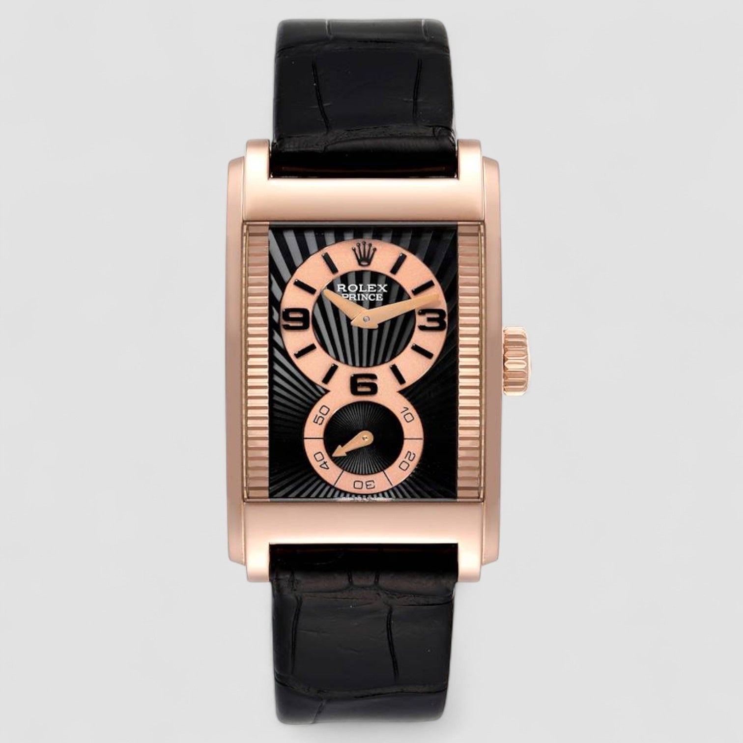 Cellini Prince 18K Rose Gold Black Dial Mens Watch