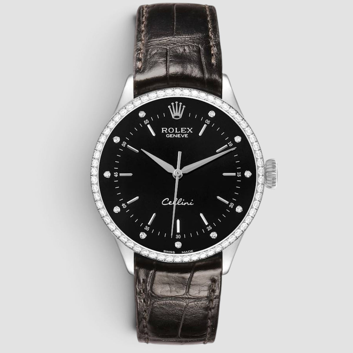 Cellini Time 39 White Gold Diamond Black Dial