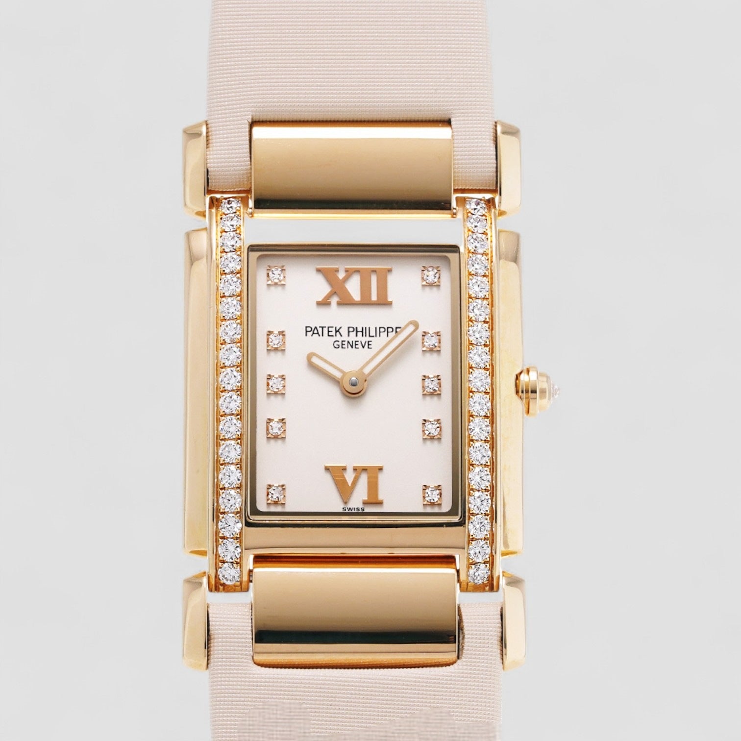 Twenty-4 Rose Gold Black Strap Diamond Ladies Watch