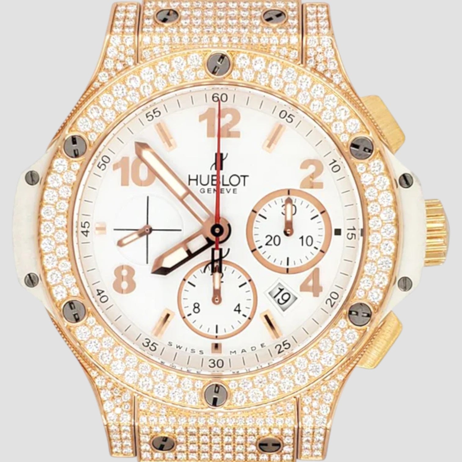 Big Bang Gold White Dial Chronograph Diamond Men's Watch
