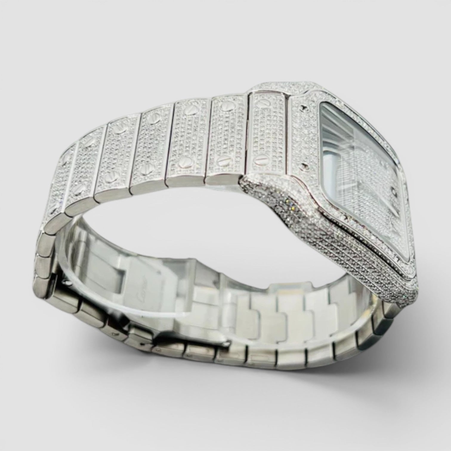 Santos De Cartier Fully Iced Out - Arabic Dial