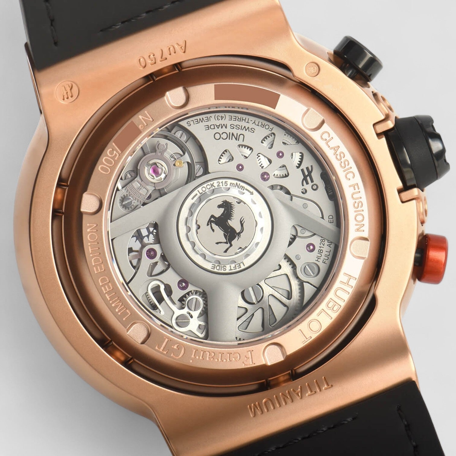 Classic Fusion Ferrari GT KingGold Chronograph Automatic Black Skeletal Dial Men's Watch