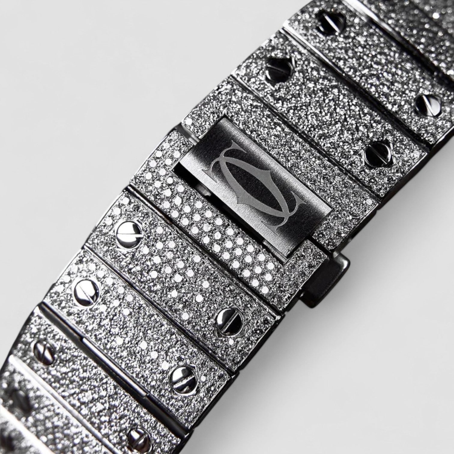 Santos Large – Steel – Custom Diamond-Set with Green Dial Iced Out