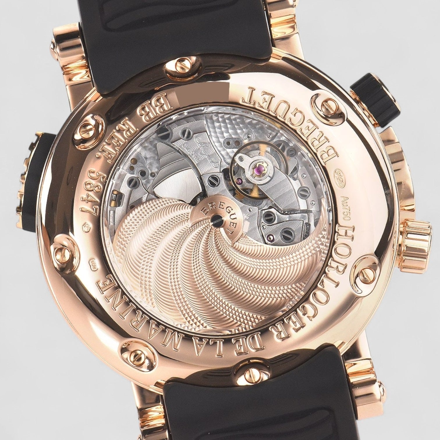 Marine Royale Rose Gold Leather Strap Mens Watch