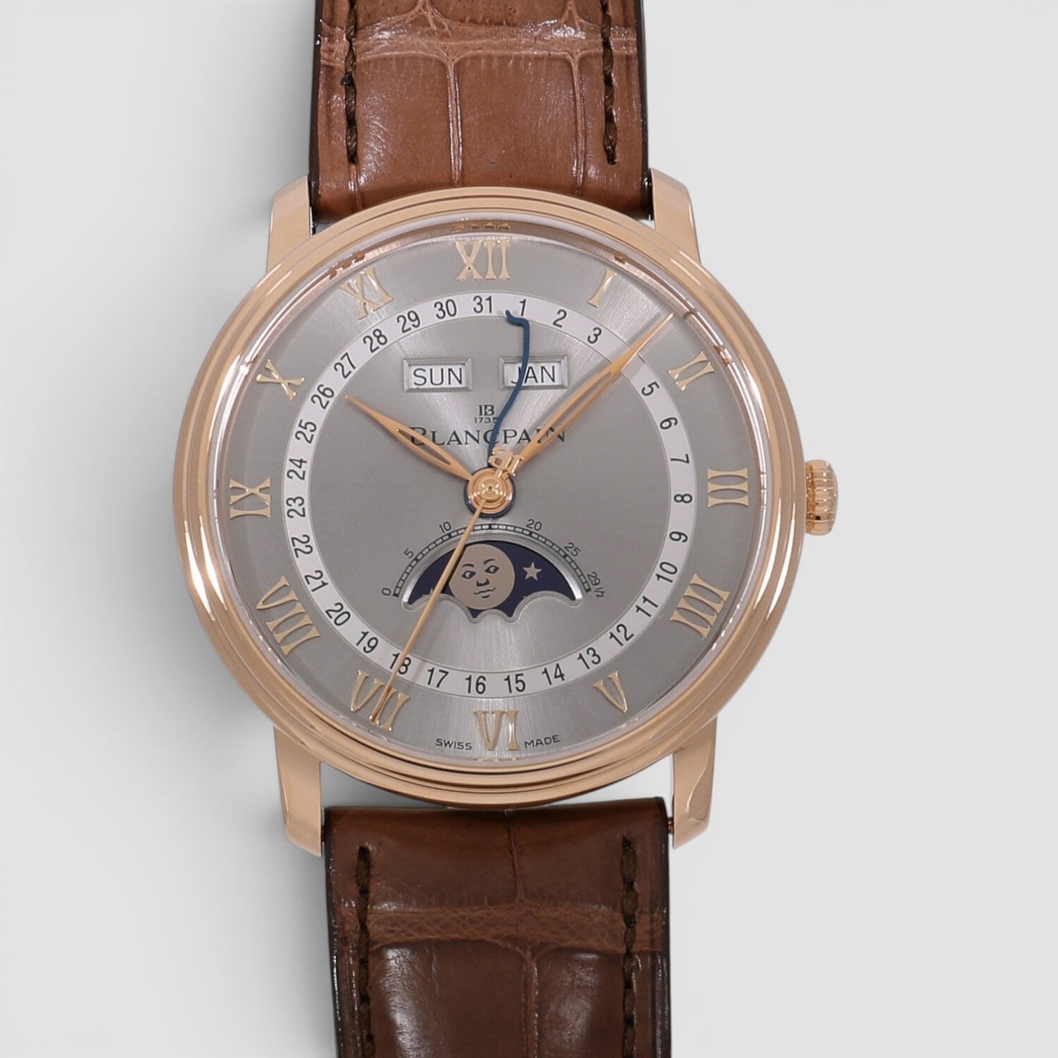 Villeret Quantième Complet 40mm Rose Gold Grey Dial