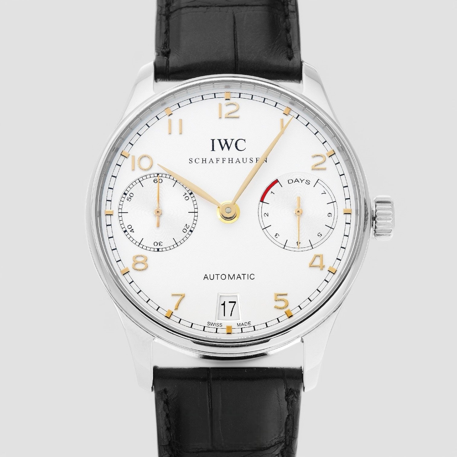 Portuguese 7 Day Automatic SS Silver Dial Rose Numerals