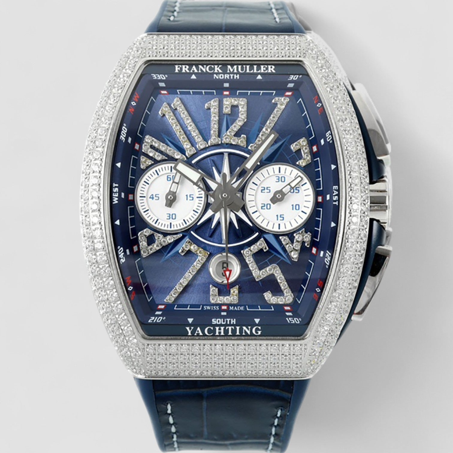 Vanguard Yachting Steel Chronograph Date Blue Iced out