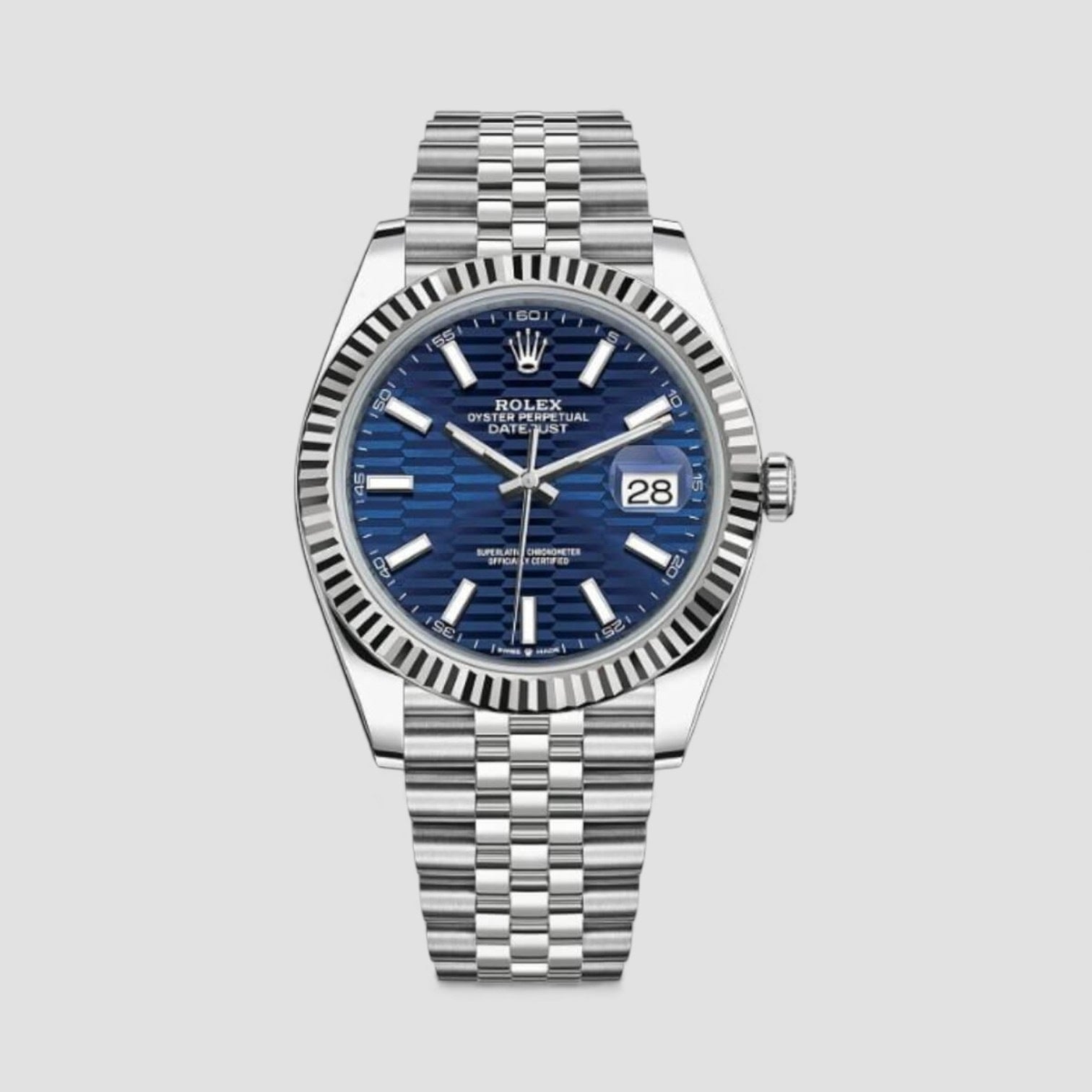 Datejust Automatic Blue Dial 18kt White Gold Men's Watch