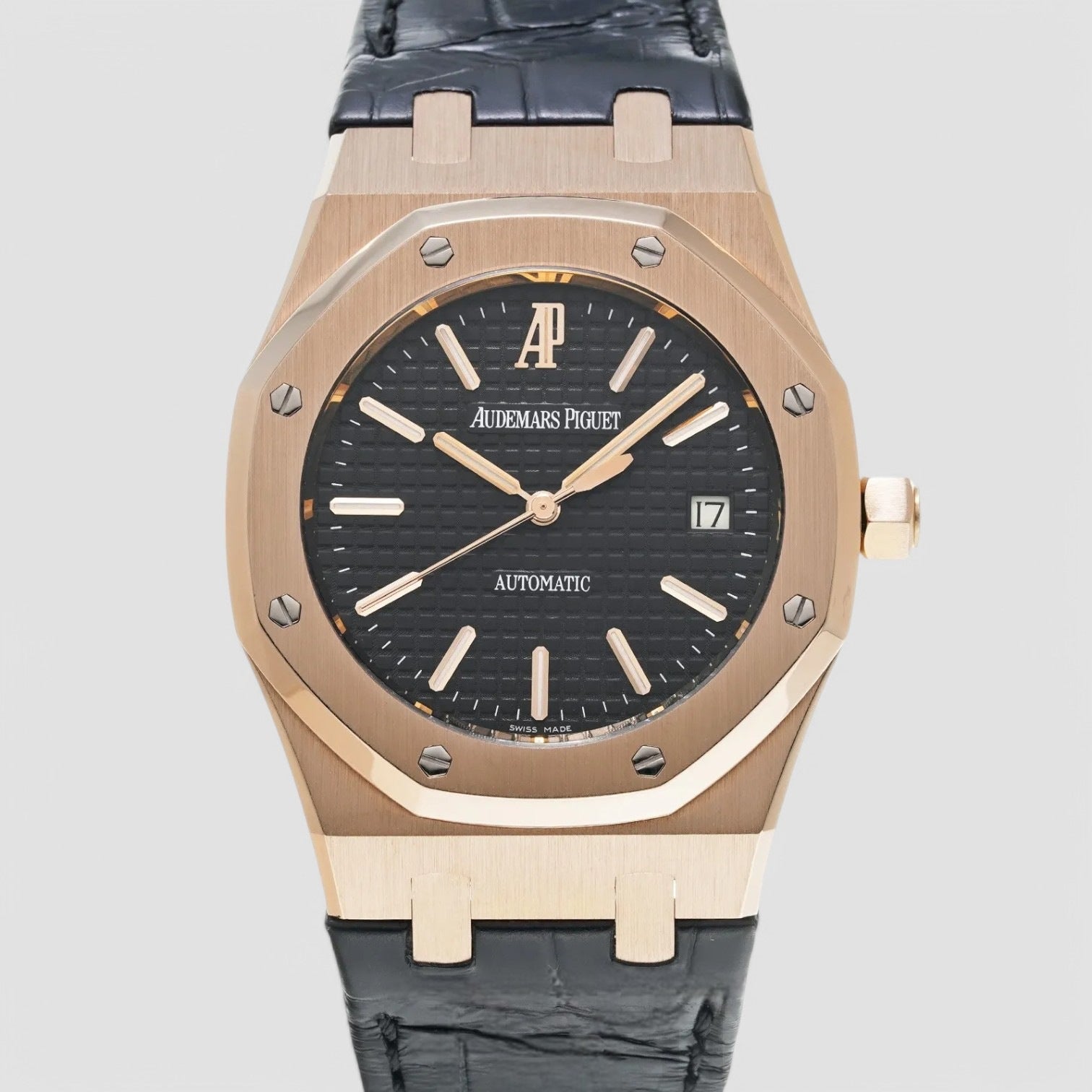 Royal Oak Jumbo Black Dial 18K Rose Gold