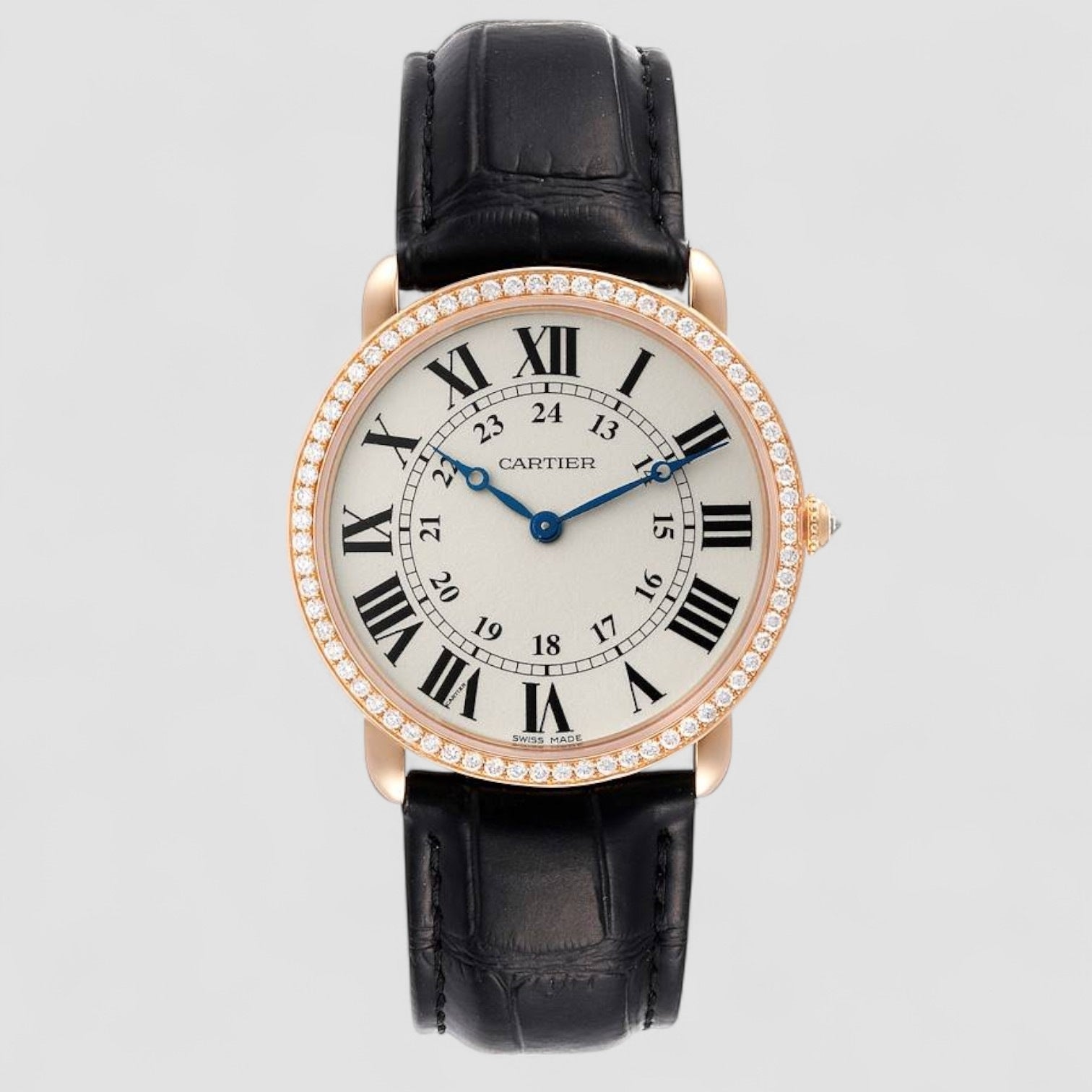 Ronde Louis Rose Gold Diamond Mens Watch