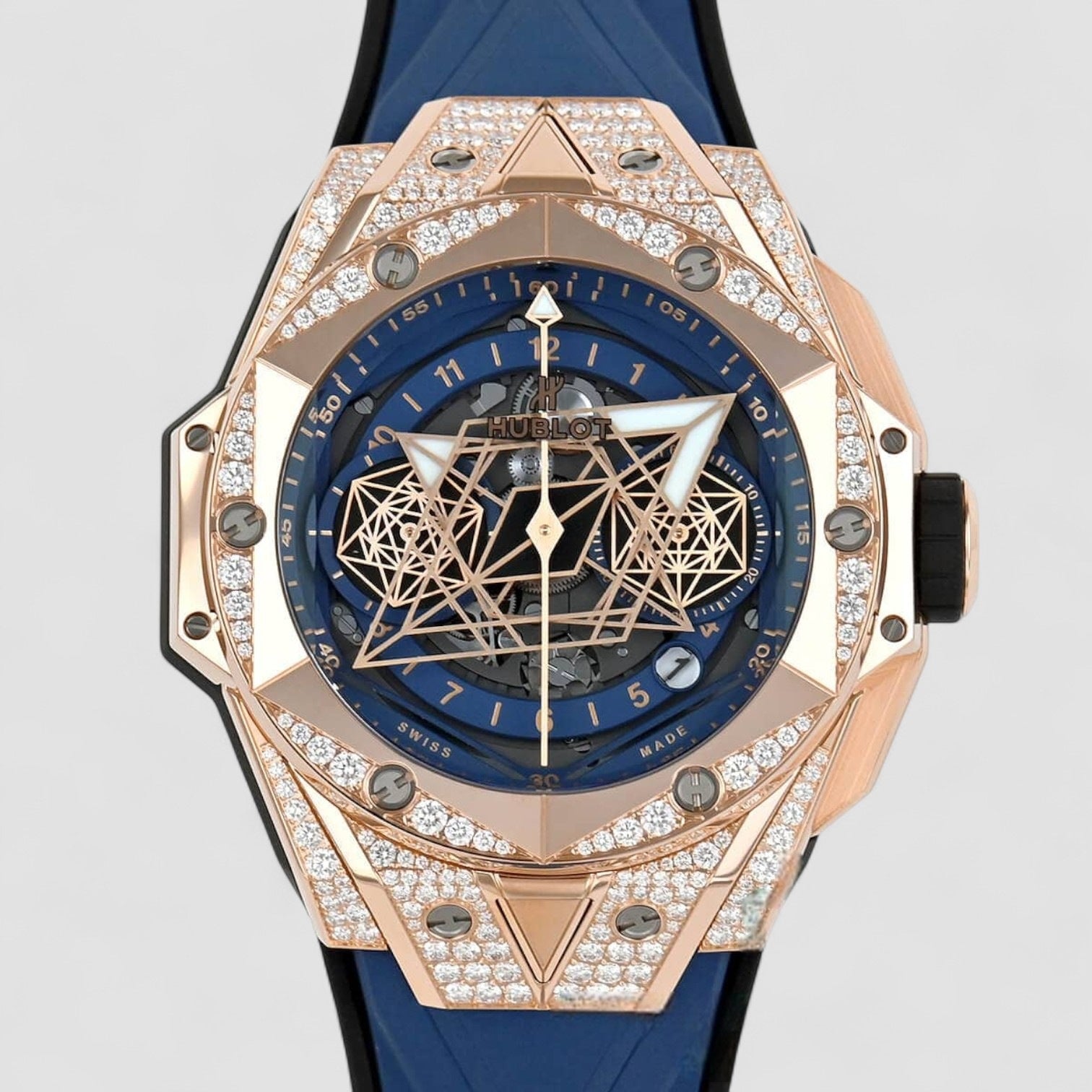Sang Bleu Ii King Gold Big Bang Unico Blue Pave 45