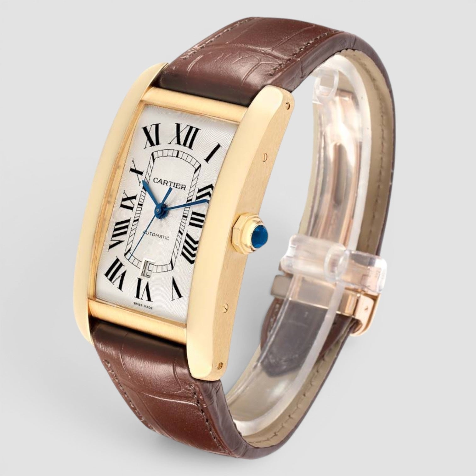 Tank Américaine XL 18K Yellow Gold Silver Guilloché Dial