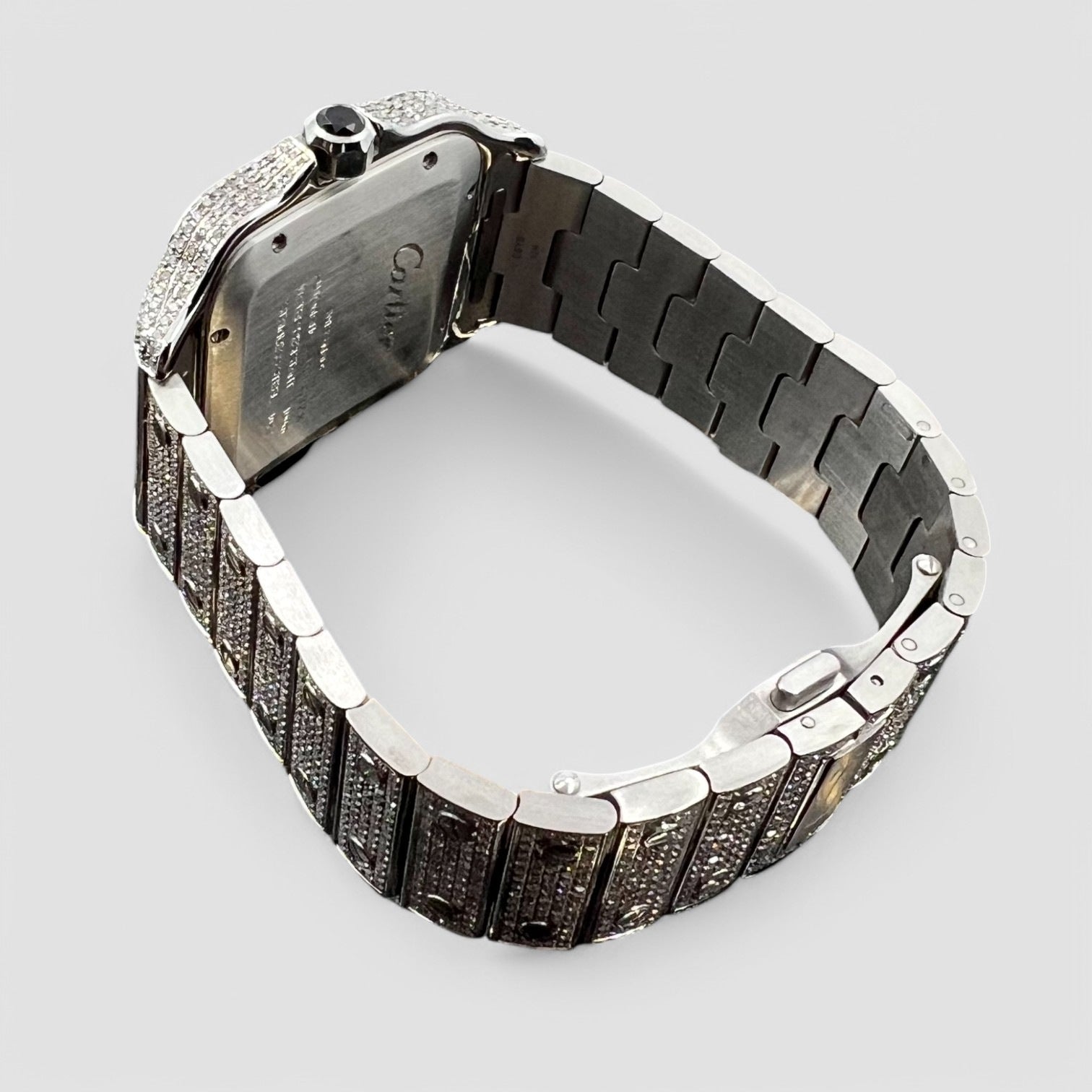 Santos De Cartier Iced Out Diamond – Roman Blue Dial