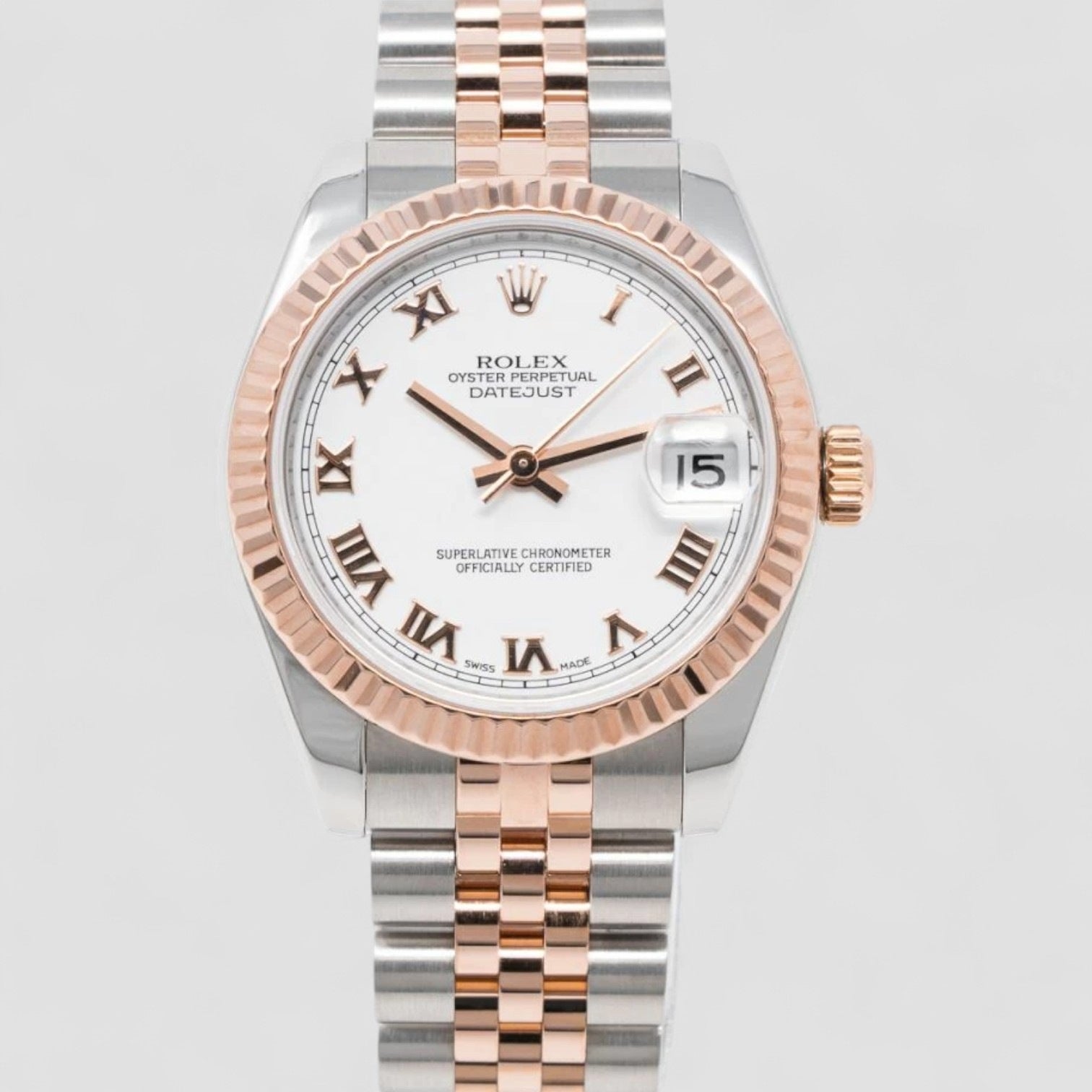 Datejust 31 White Roman Dial Steel & Rose Gold