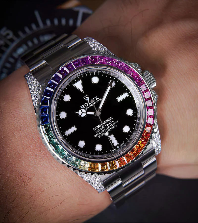 Submariner – 41mm – Black Dial – Custom Diamond-Set – Rainbow bezel - Iced Out