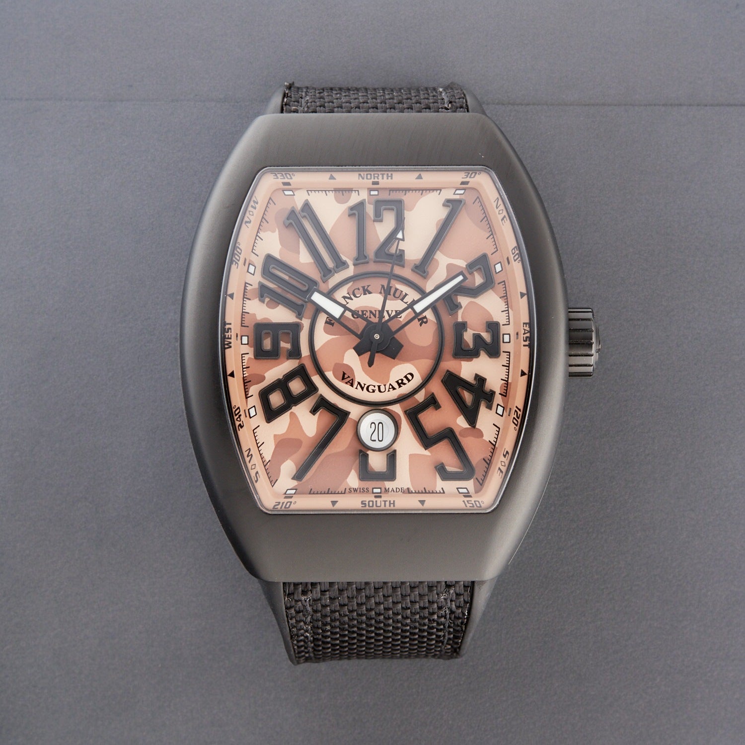 VANGUAR Automatic Date Beige Camouflage Black Rubber Strap Watch