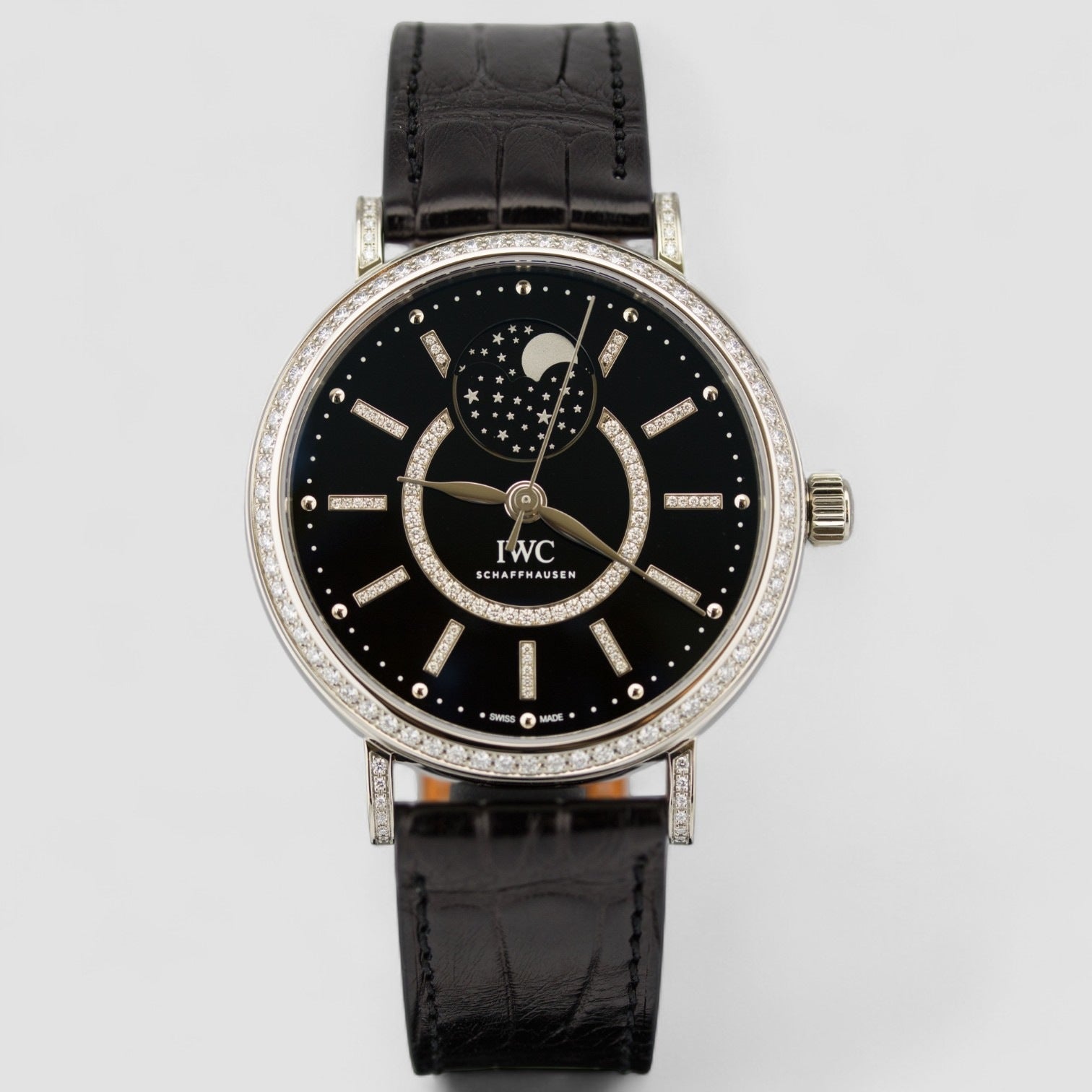 Portofino 18kt White Gold Black Dial Diamond Automatic