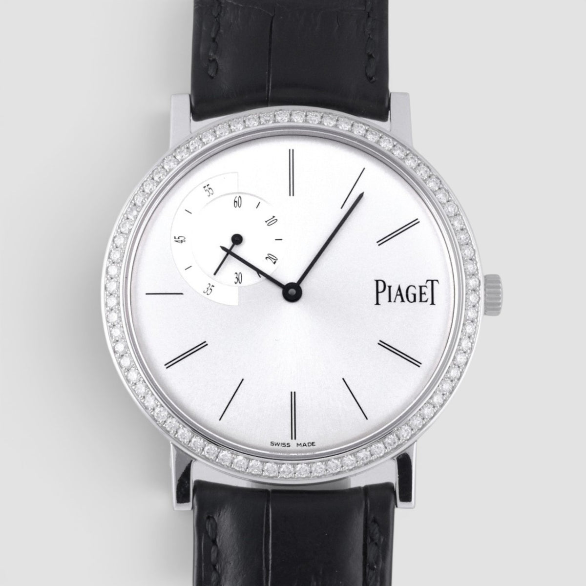 Altiplano 40mm 18K White Gold Diamond Bezel Silver Dial