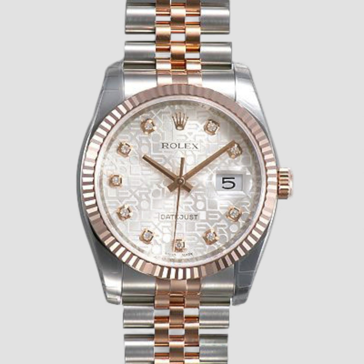 Datejust 36mm Dial Steel Rose Gold Diamond Unisex Watch
