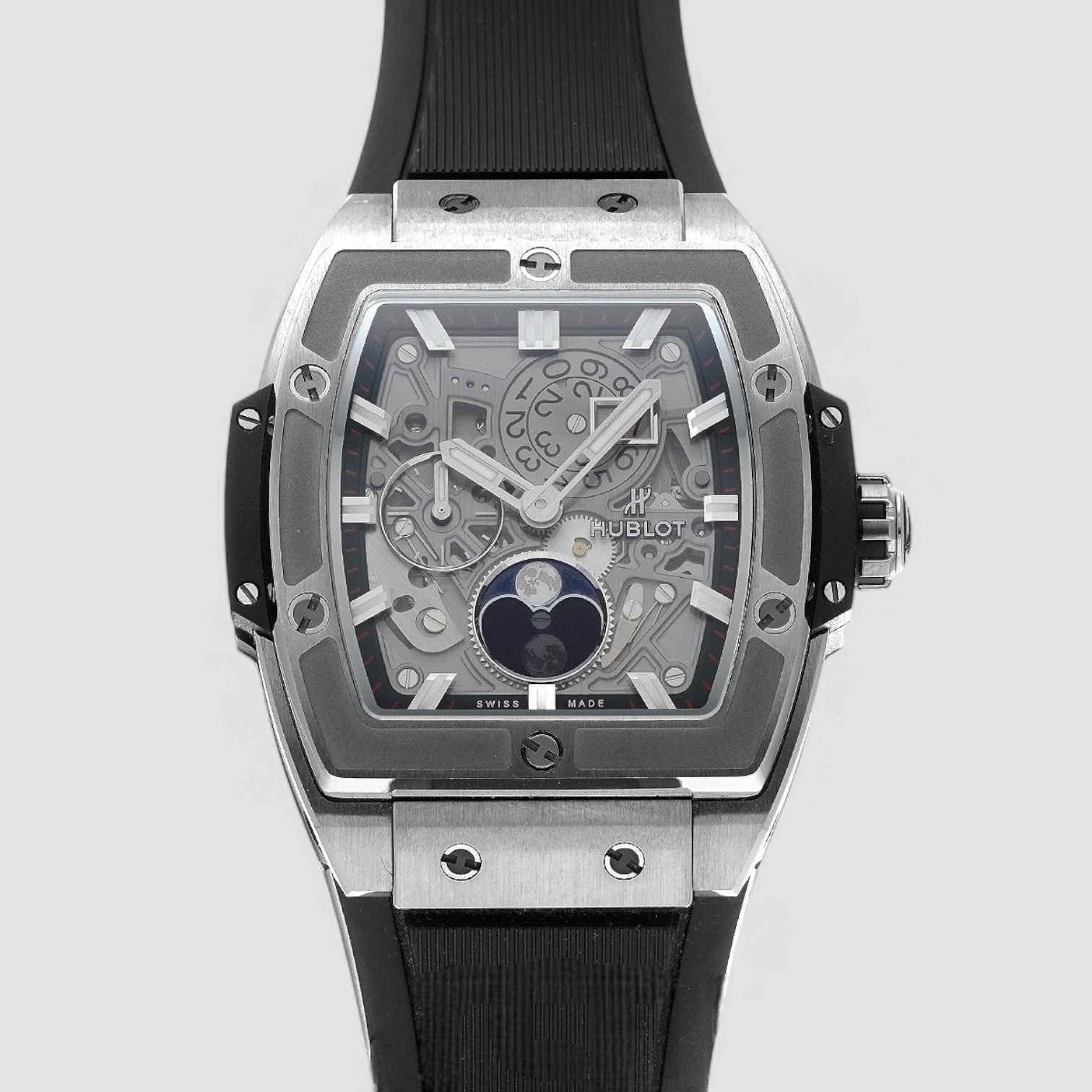 Spirit of Big Bang Big Date Moonphase Titanium Skeleton Dial / Deployant Description