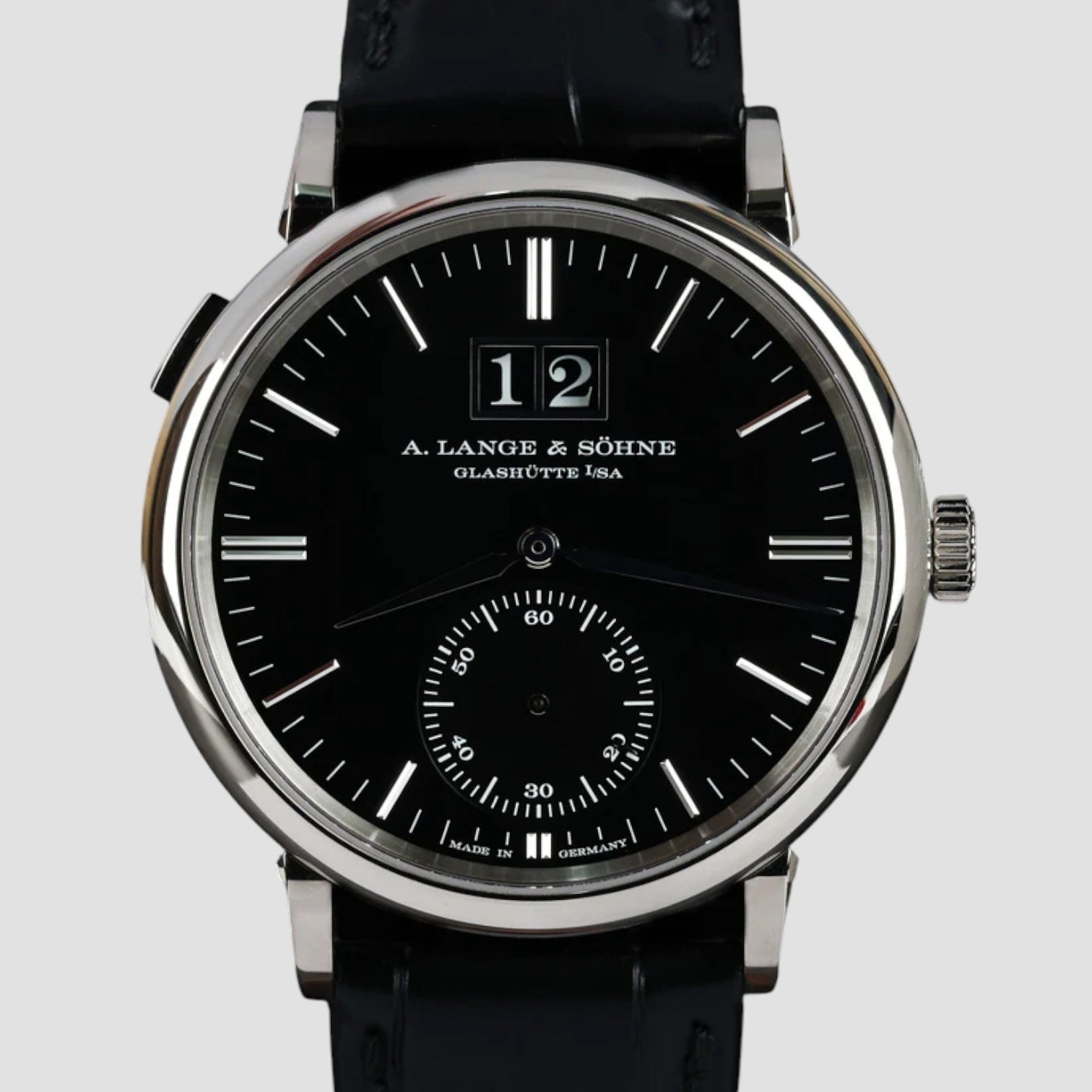 Saxonia Outsize Date 18K White Gold / Black Dial