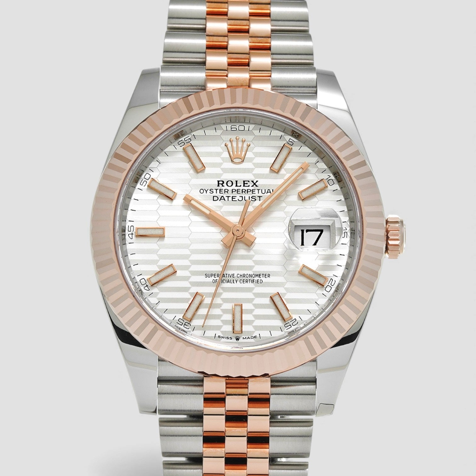 Datejust 41 Jubilee Steel 18K Rose Gold Silver Motif