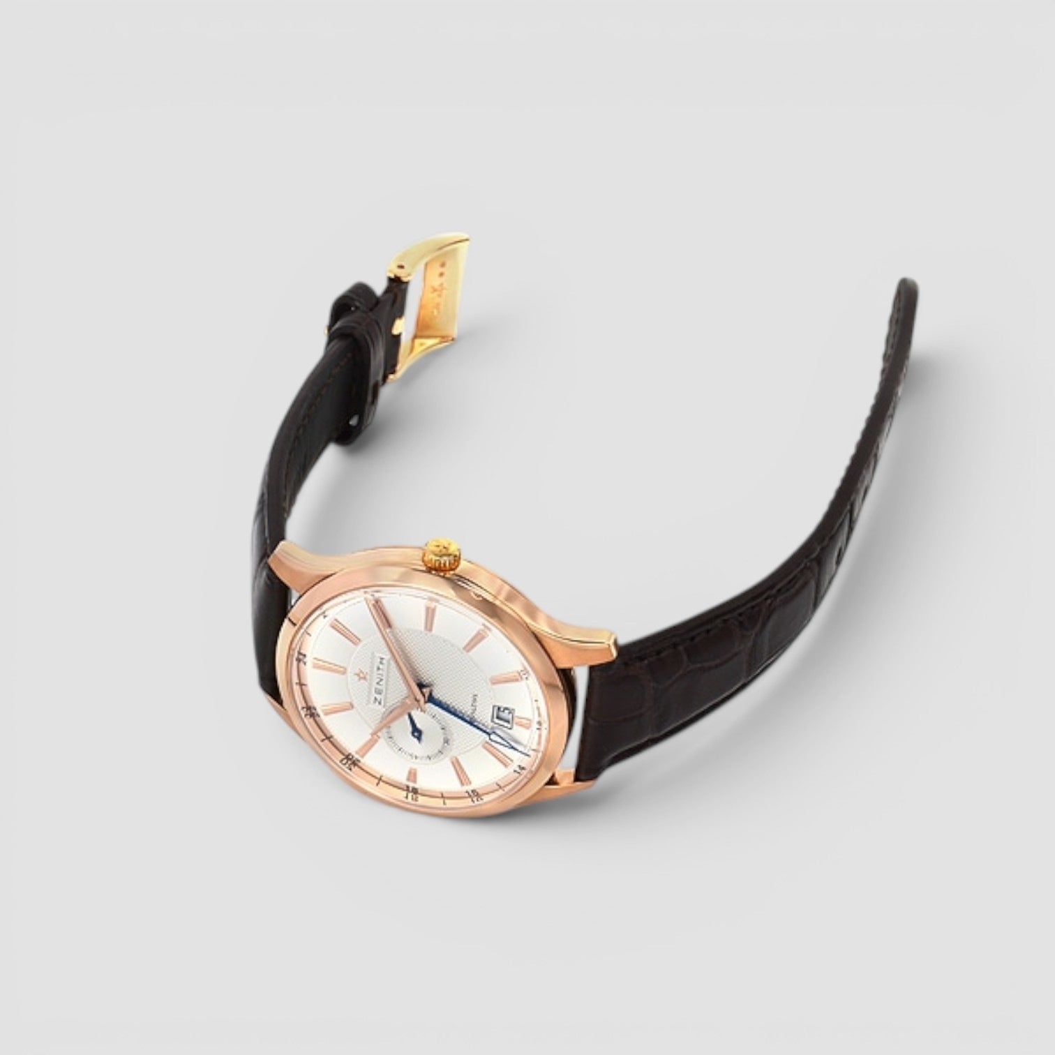 Elite Dual Time Automatic 18K Rose Gold Silver Dial