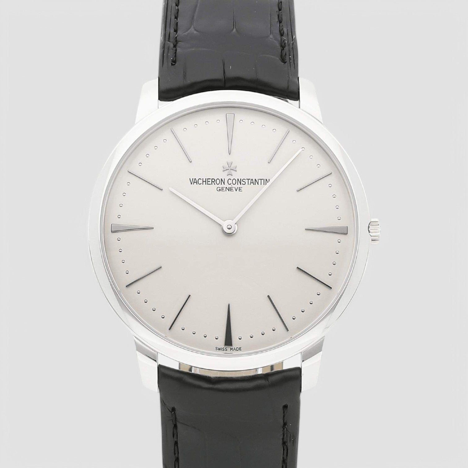 Silver Platinum Patrimony Manual Winding Men's Wristwatch 40 mm