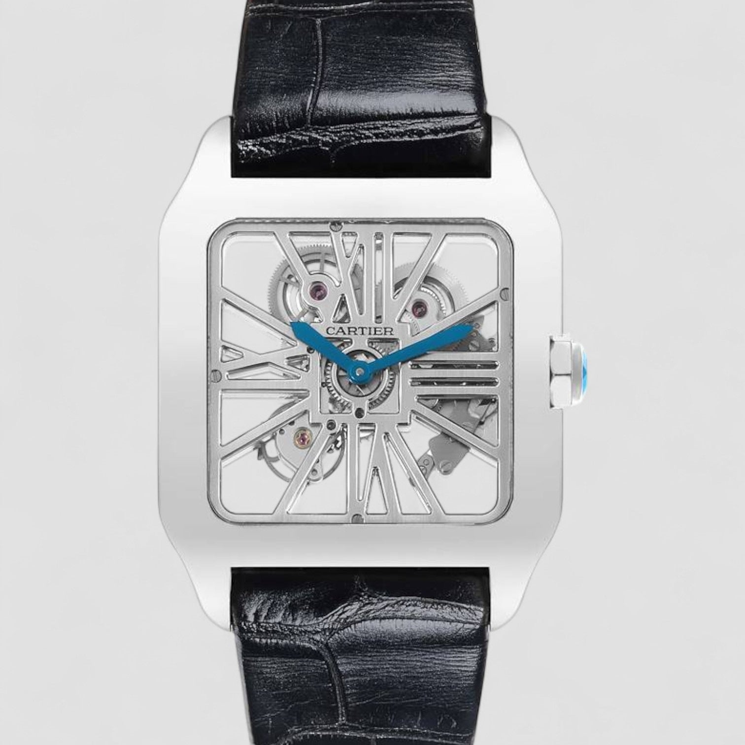 Santos Dumont Skeleton Dial White Gold Watch