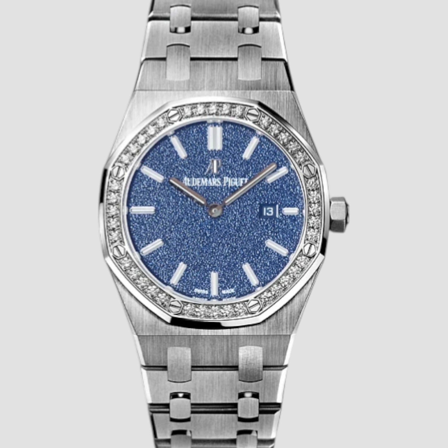 Royal Oak Quartz Steel Frosted Dial Diamond Bezel 33mm