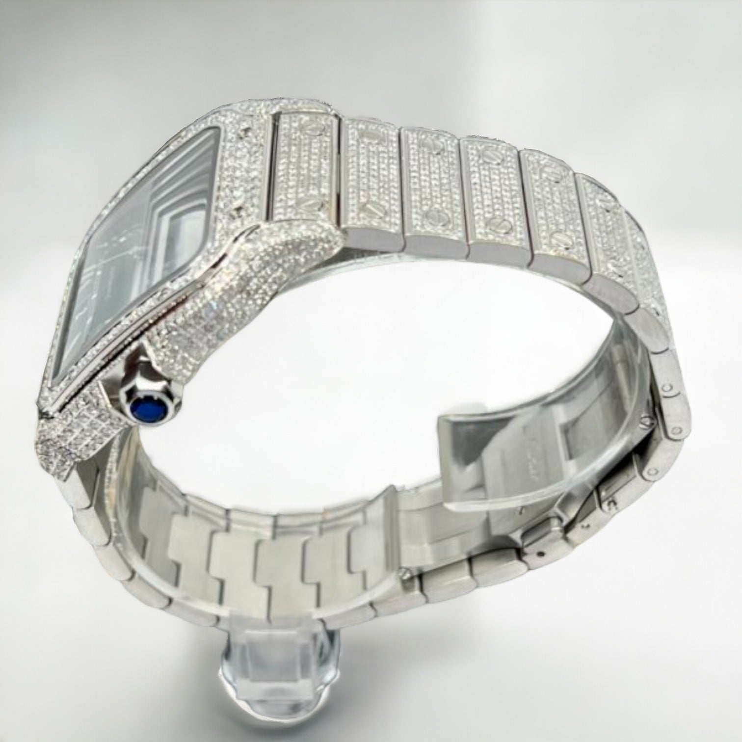Santos De Cartier Iced Out Diamond – Roman Green Dial