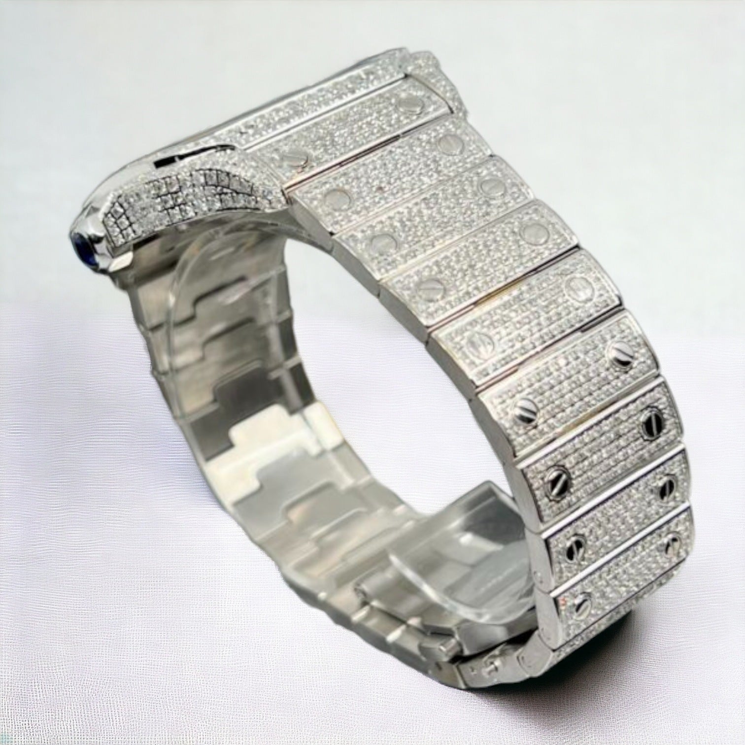 Santos De Cartier Iced Out Diamond – Roman Green Dial