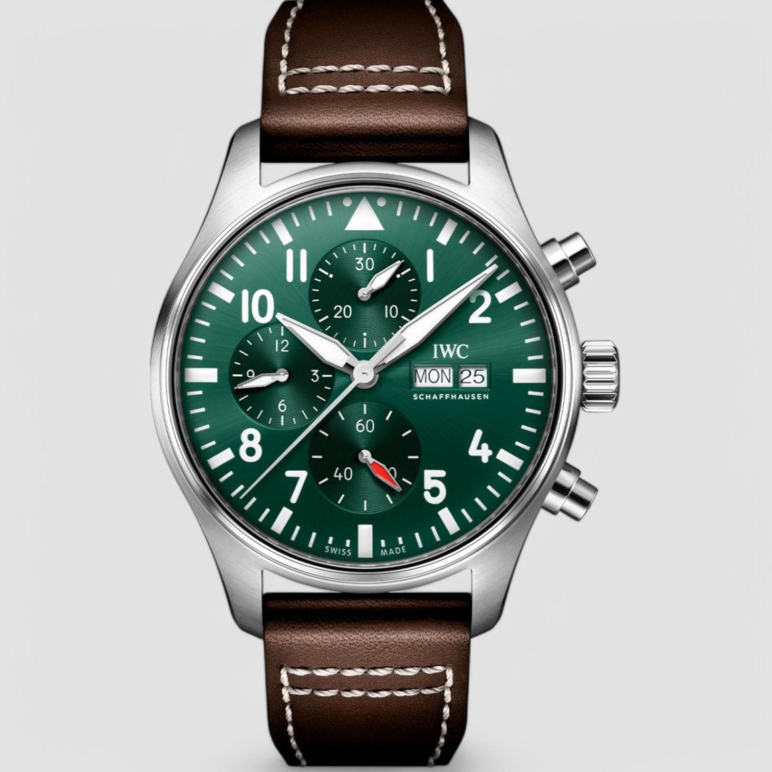 Pilots Green Dial Chronograph/ Leather 43 mm