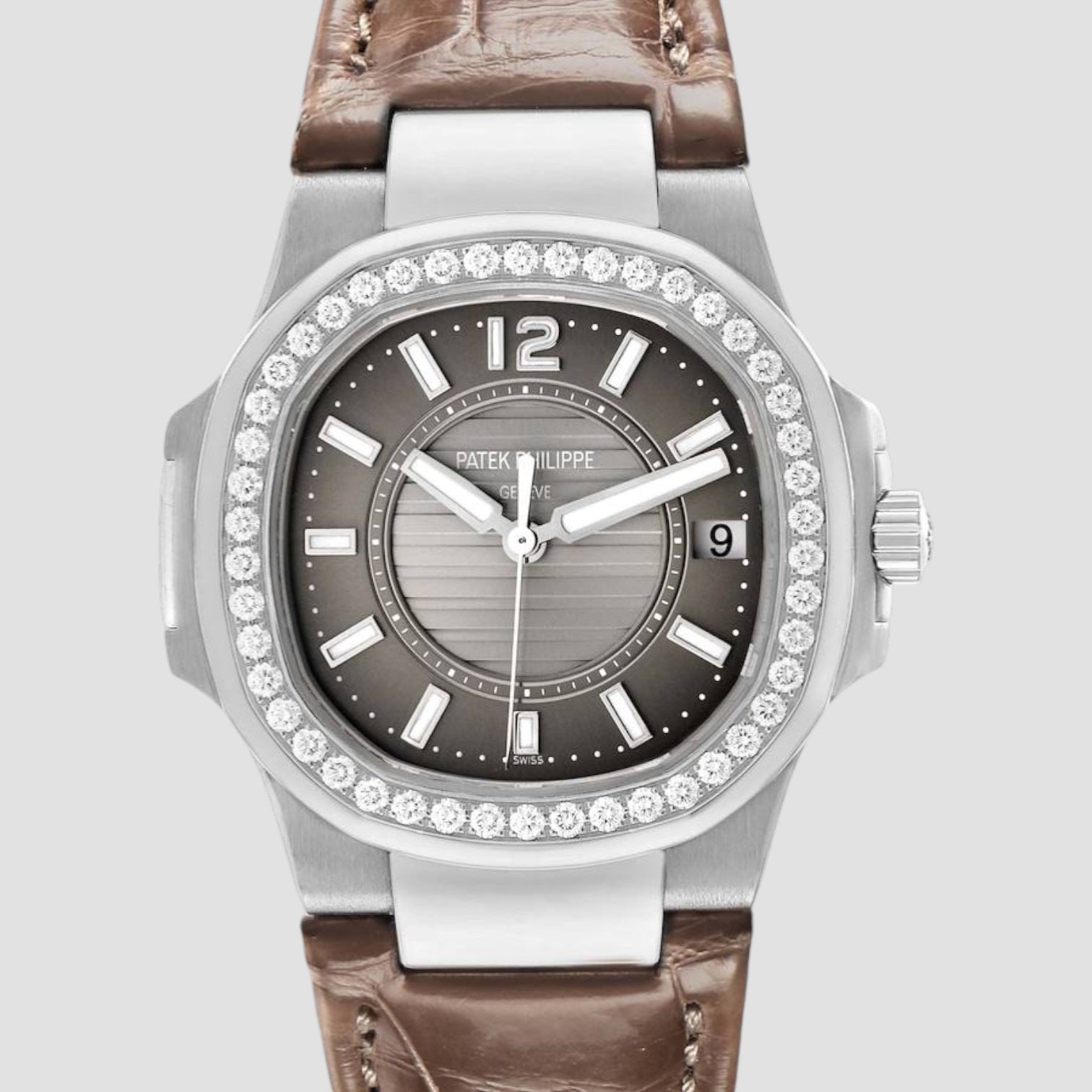 Nautilus White Gold Diamond Bezel Ladies Watch
