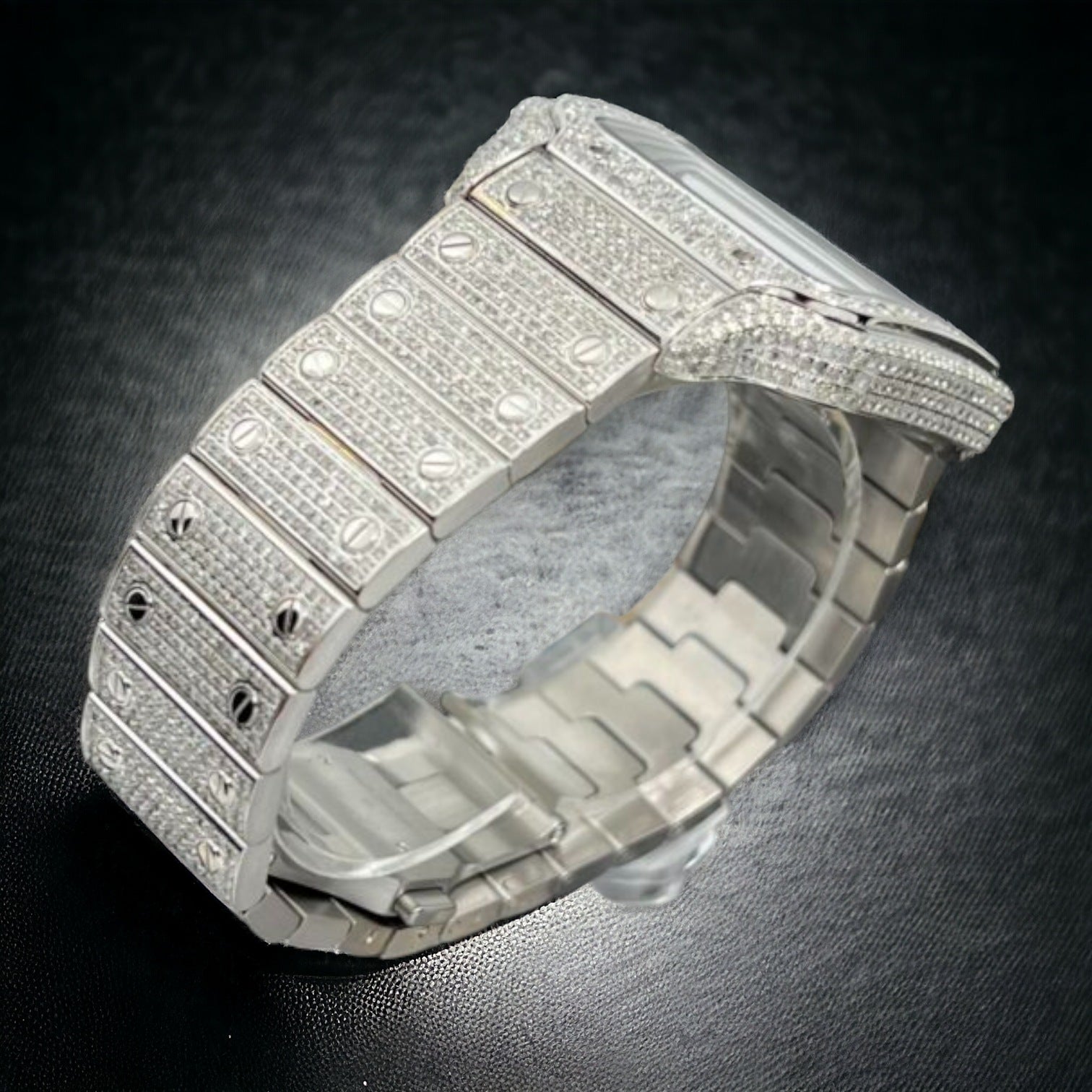 Santos De Cartier Iced Out Diamond – Roman Green Dial