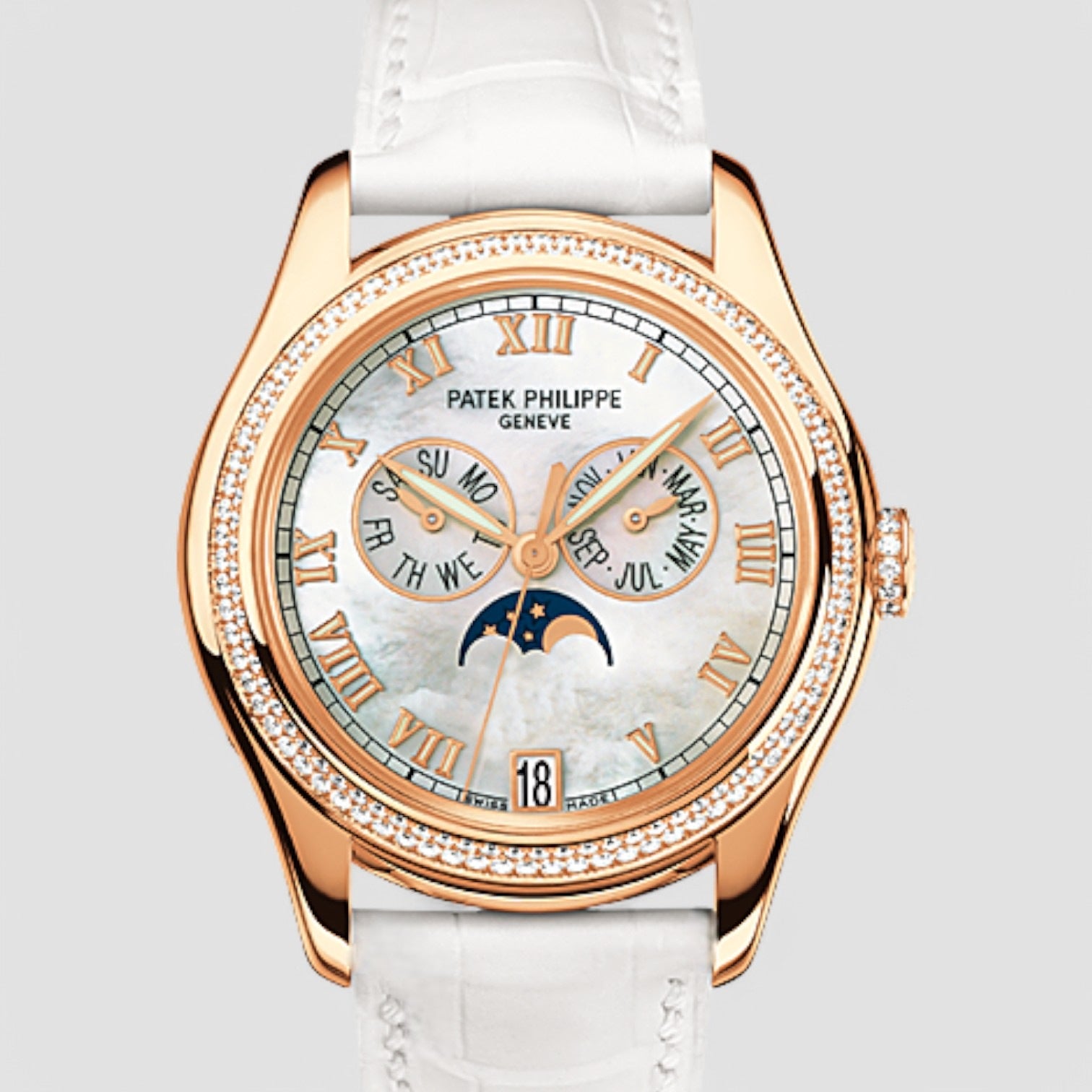 Annual Calendar Automatic Moon Phase Diamond Men's Watch
