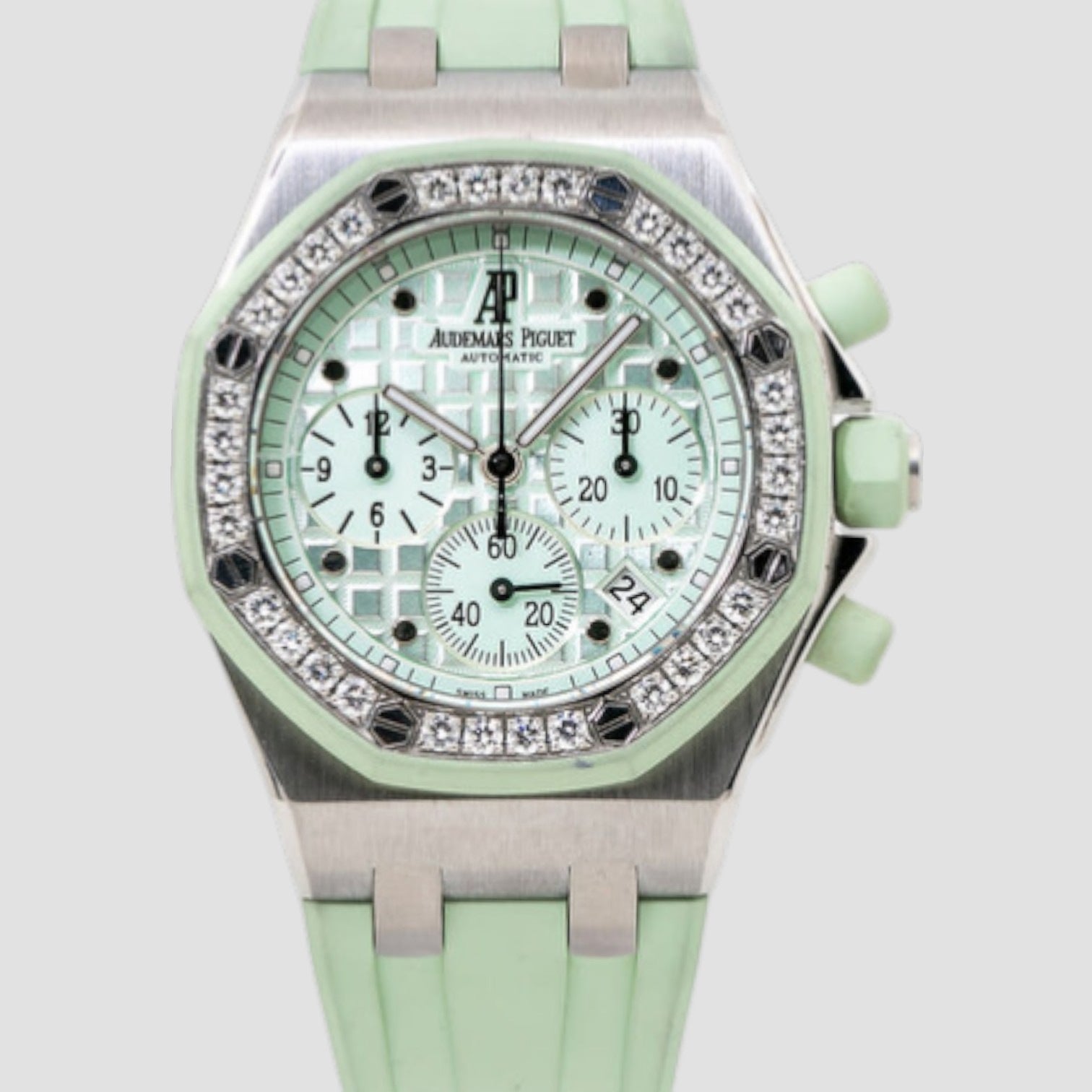 Royal Oak Offshore Chronograph Automatic Diamond Green Dial Ladies Watch