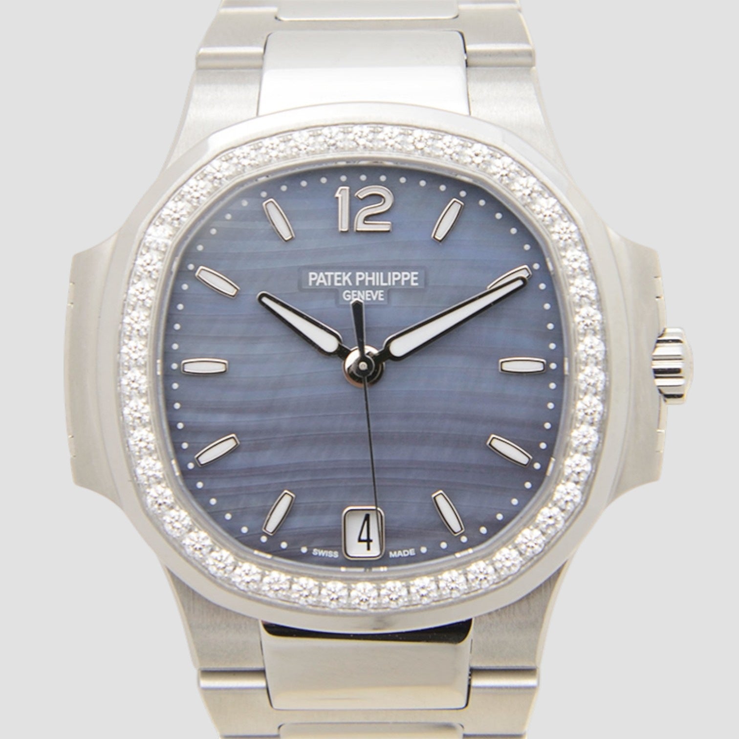 Nautilus Blue Wave Motif Dial & Diamond Bezel Women's Watch