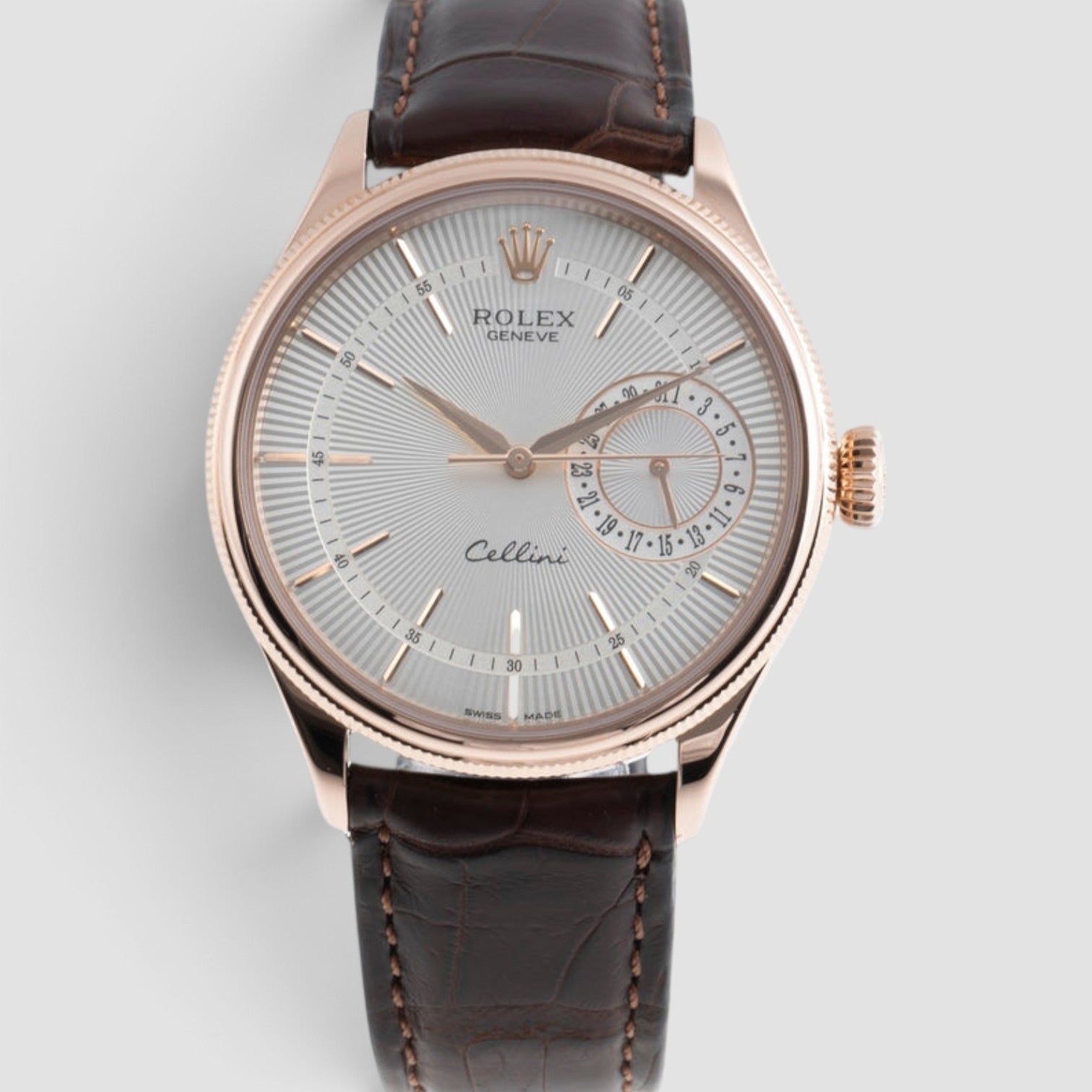 Cellini Date 39mm 18K Everose Gold Silver Dial