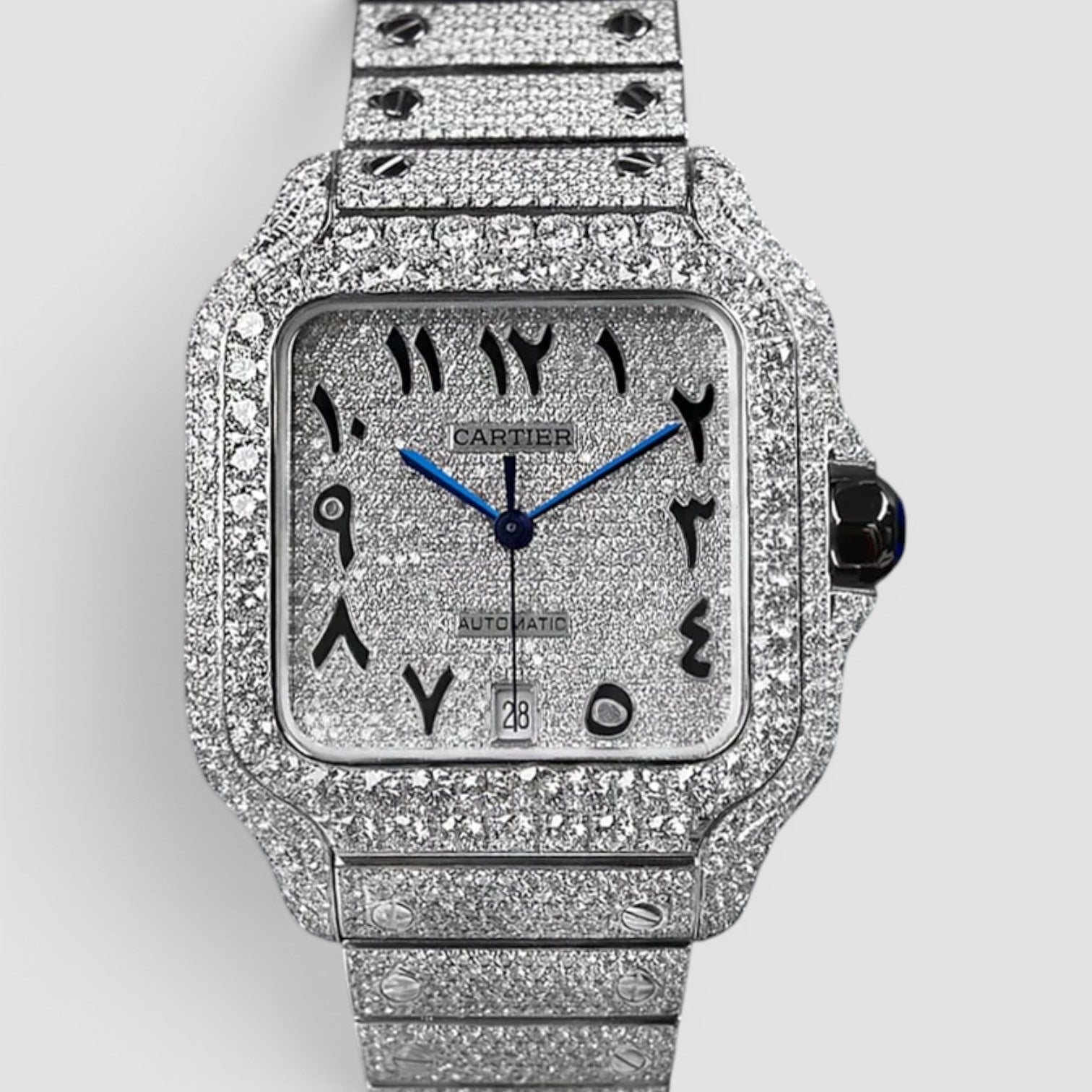 Santos de Cartier Large Fully Custom Diamond-Set Arabic Dial