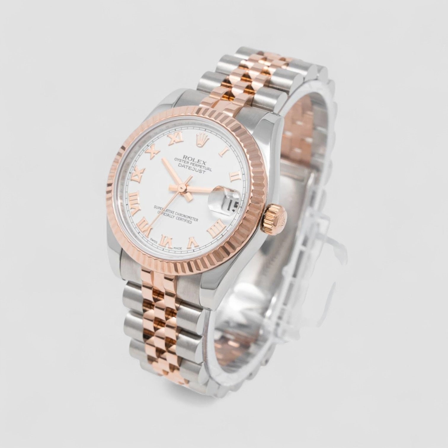 Datejust 31 White Roman Dial Steel & Rose Gold