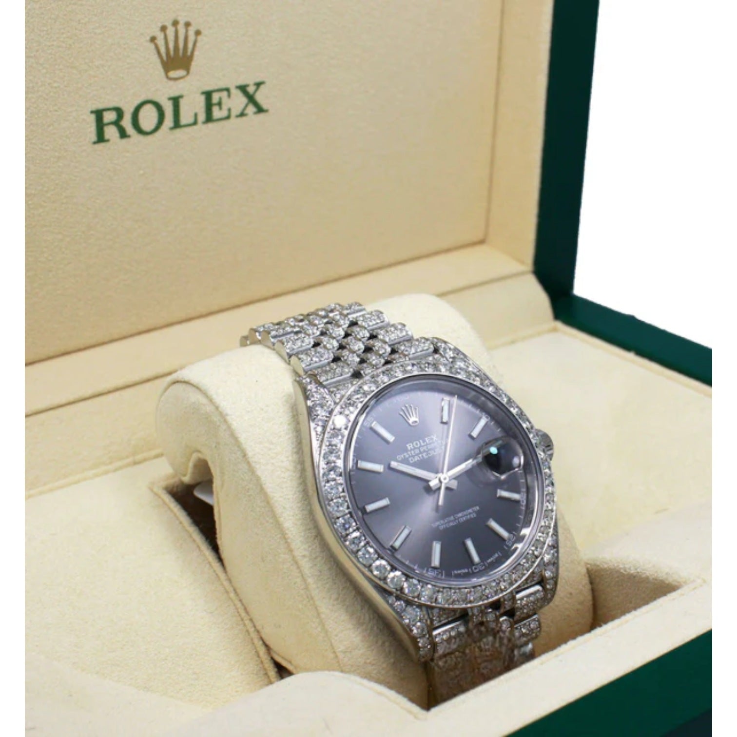 Datejust 41 Full Iced out – Diamonds – Grey Dial – Jubilee