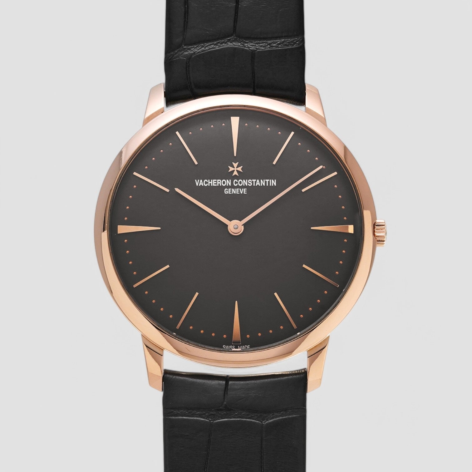 Patrimony Grey Dial 18k Pink Gold Manual Men's Watch