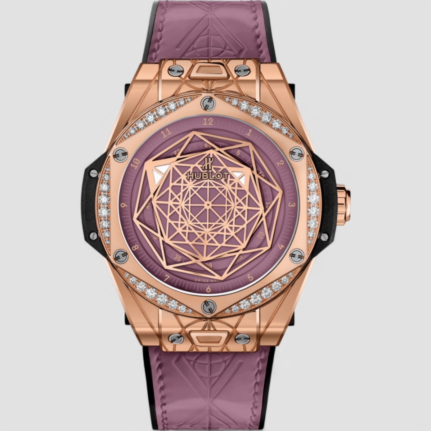 Big Bang One Click Sang Bleu King Gold Pink Diamonds Watch 39mm