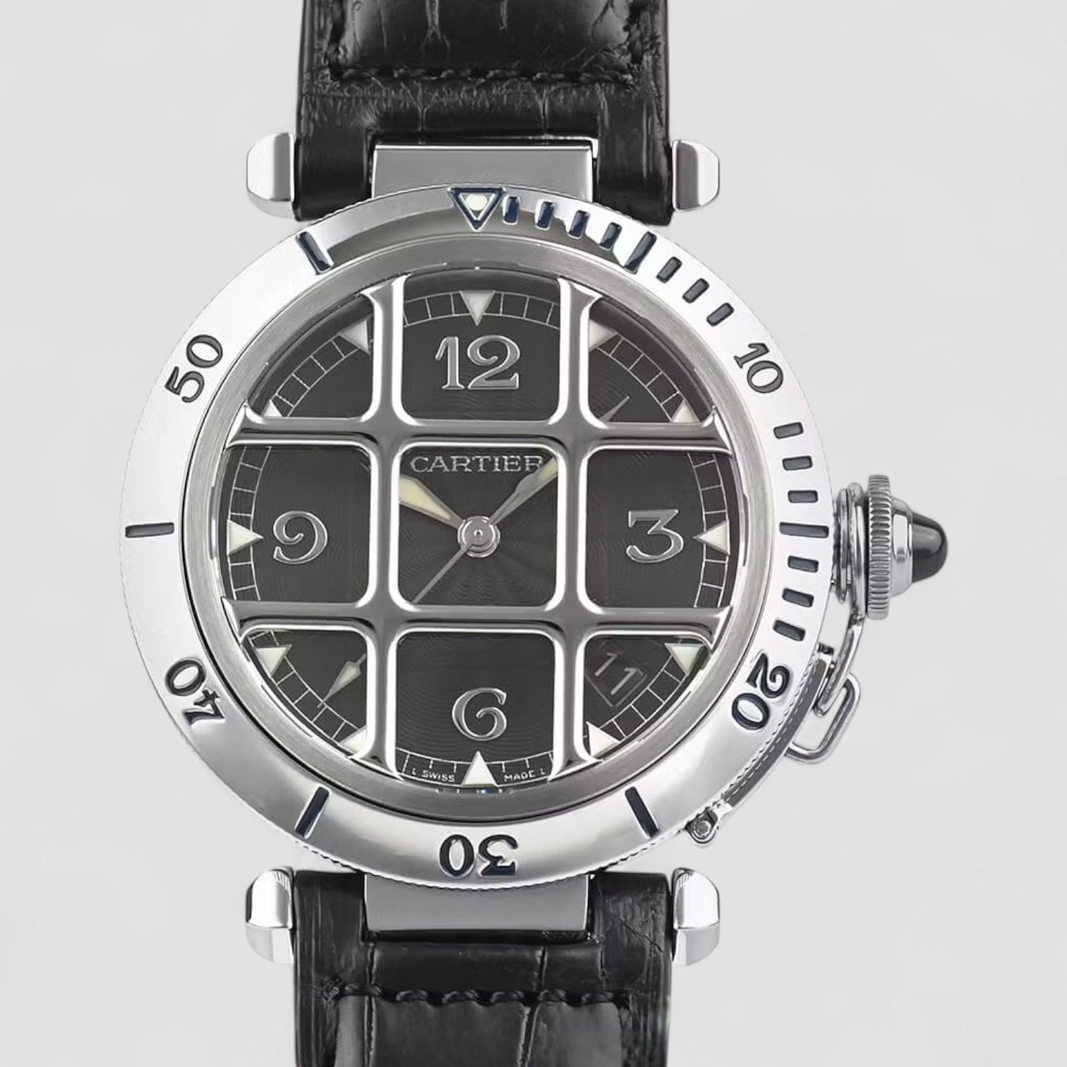 Pashagrit 950 PlatinumBezel black Dial Automatic Men's Watch