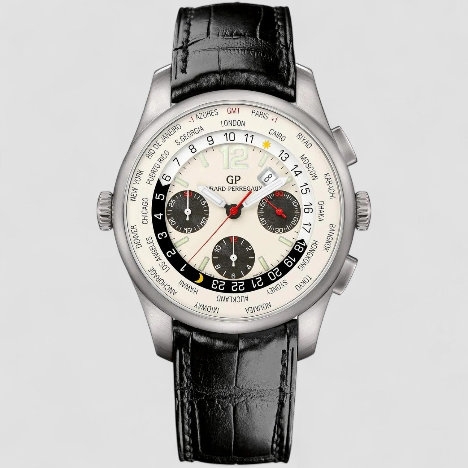 Worldtime Silver Dial Chronograph Men's Watch