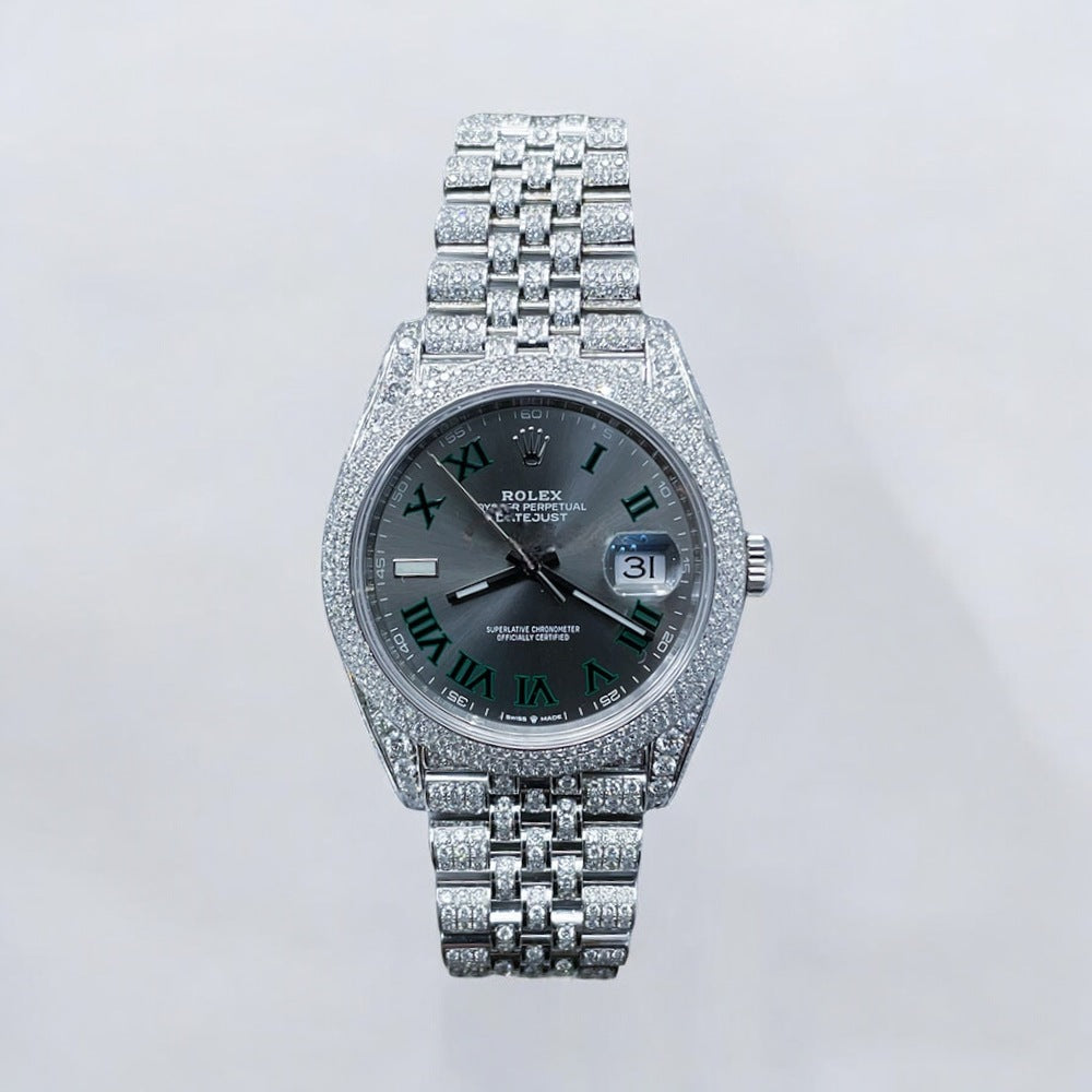 Datejust 41 – Jubilee – “Wimbledon” Dial – Custom Diamond-Set (Pavé Bezel) - Iced Out