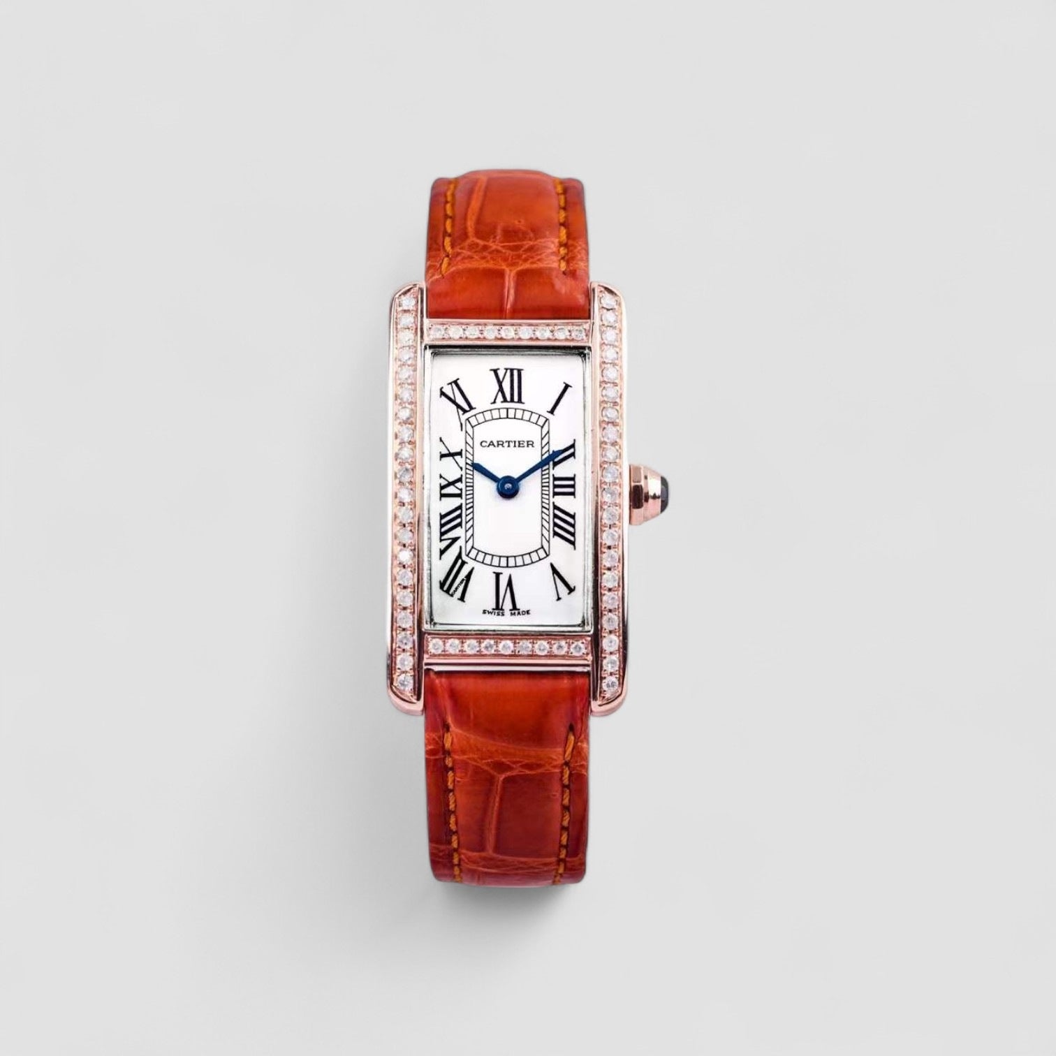 Tank Américaine Small 18K Rose Gold Custom Diamonds 2503 Quartz